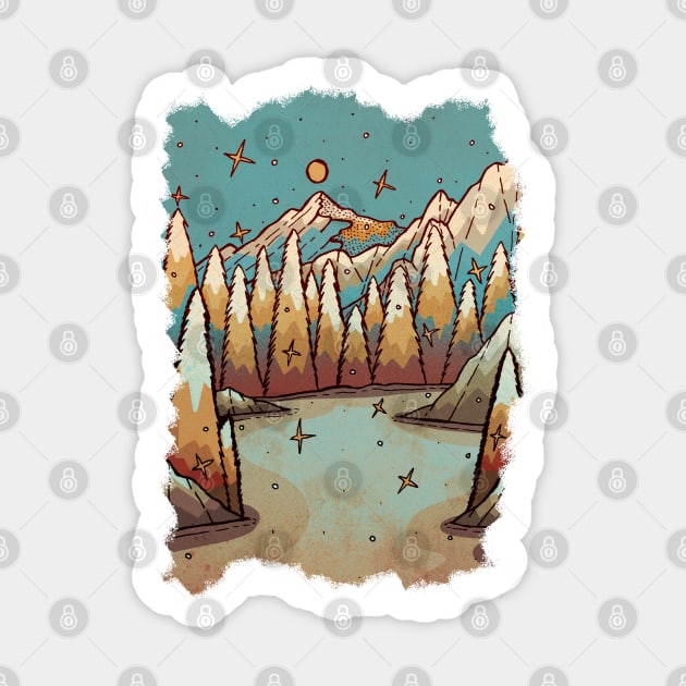 Winter of gold and blue Sticker by Swadeillustrations